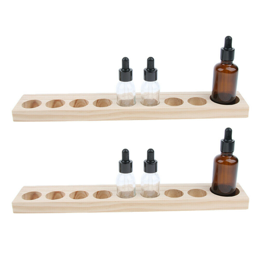 2Pcs Wooden Essential Oil Holder Display Storage Rack Tray Organizer 9 Slot