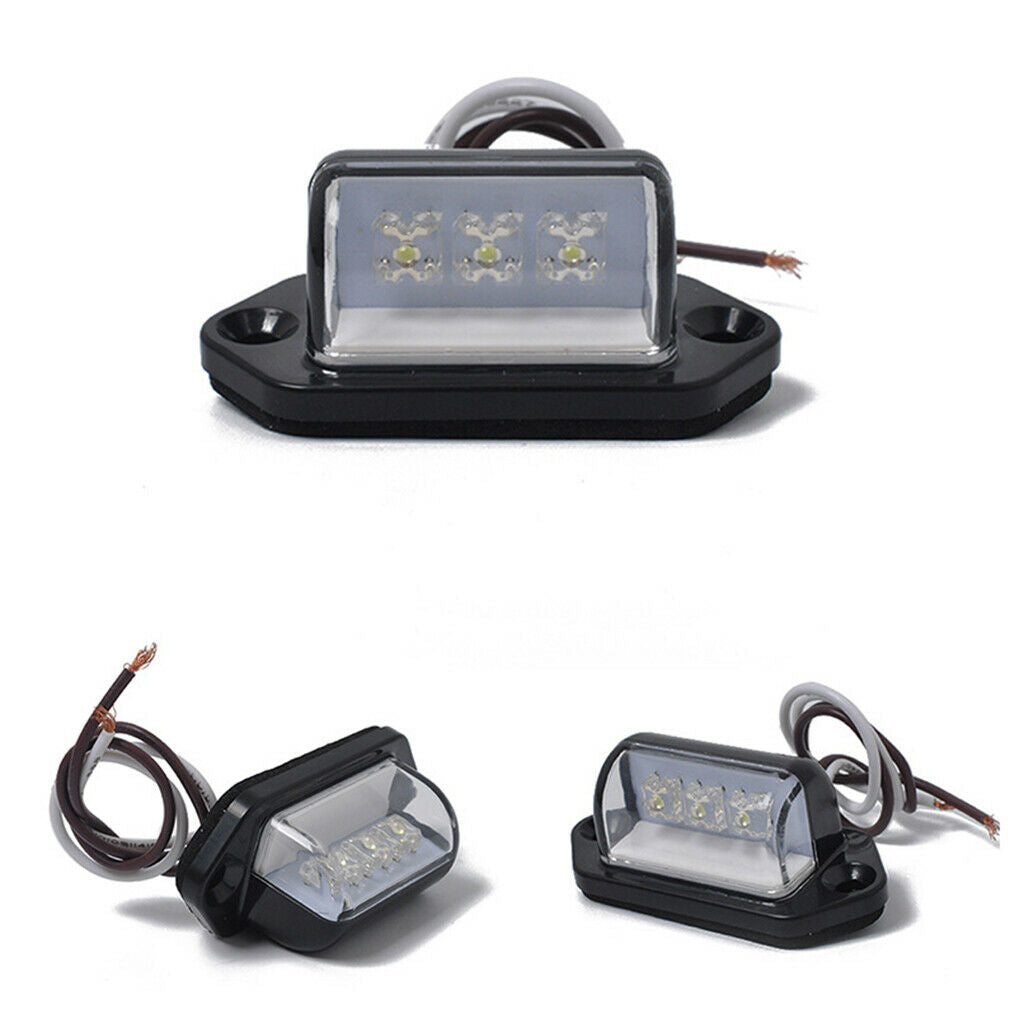 Truck Trailer Cargo 3 LEDs Tail Lamp Rear Number License Plate Light Bulbs
