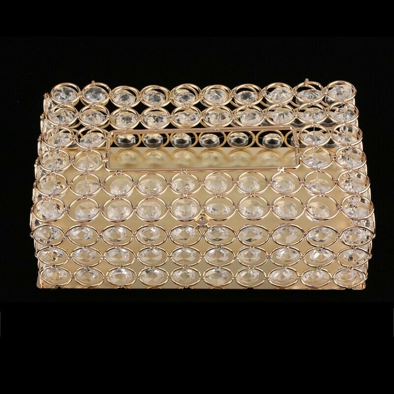 Crystal Facial Tissue Box Holder Crystal Square Napkin Dispenser Bedroom OfficX5
