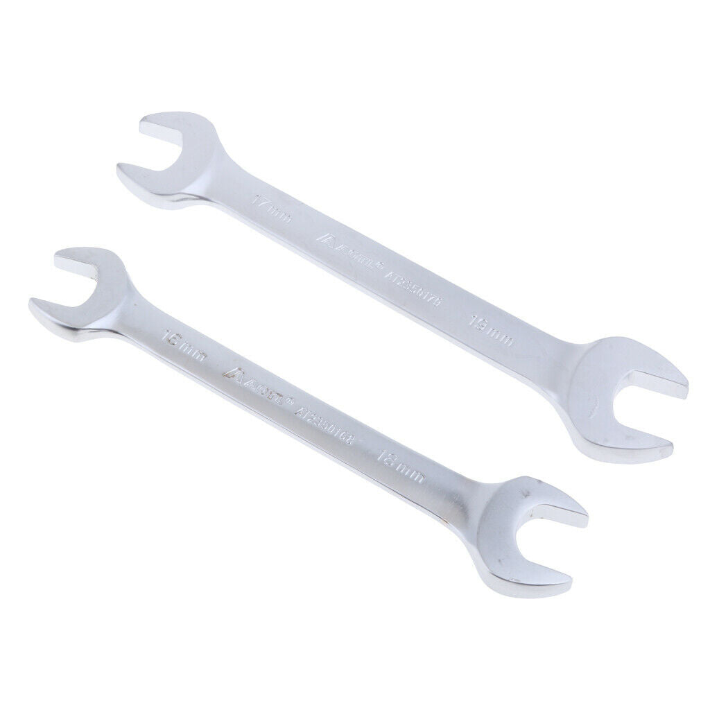 2 Pieces Double Head Open End Wrench Metric 16mm x 18mm and 17mm x 19mm