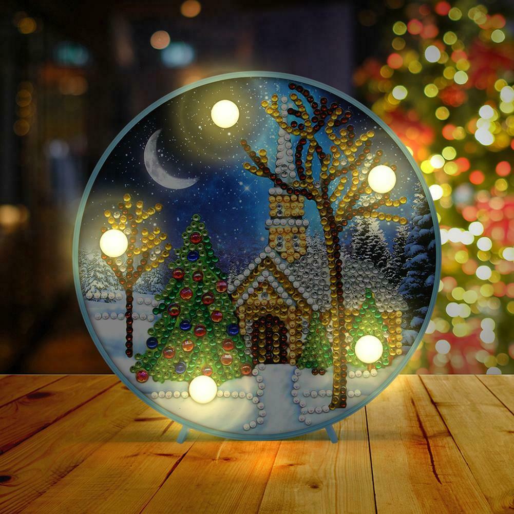 DIY Special Shaped Diamond Painting Christmas Tree House Light Home Decor @