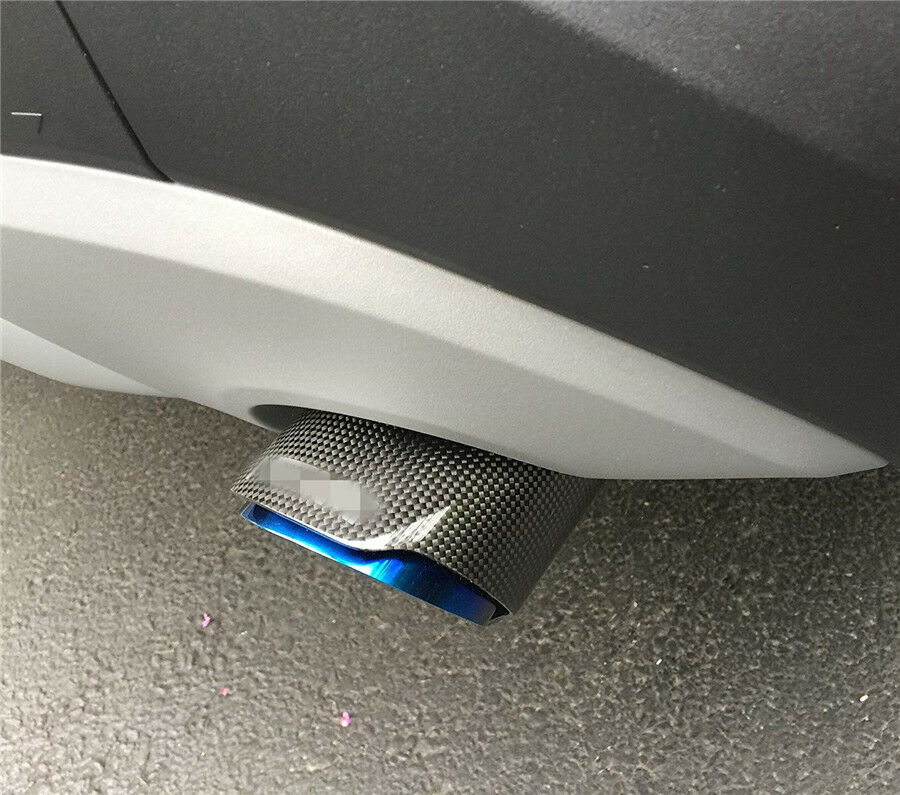 Half Blue Inlet 3" 76mm Outlet 4" 101mm Carbon Fiber Glossy Exhaust Tips Muffler