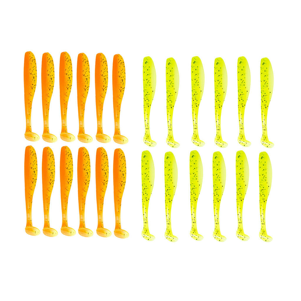24Pcs Swimbaits Paddle Tail Worms Soft Fishing Lures Fishing Shiner Baits