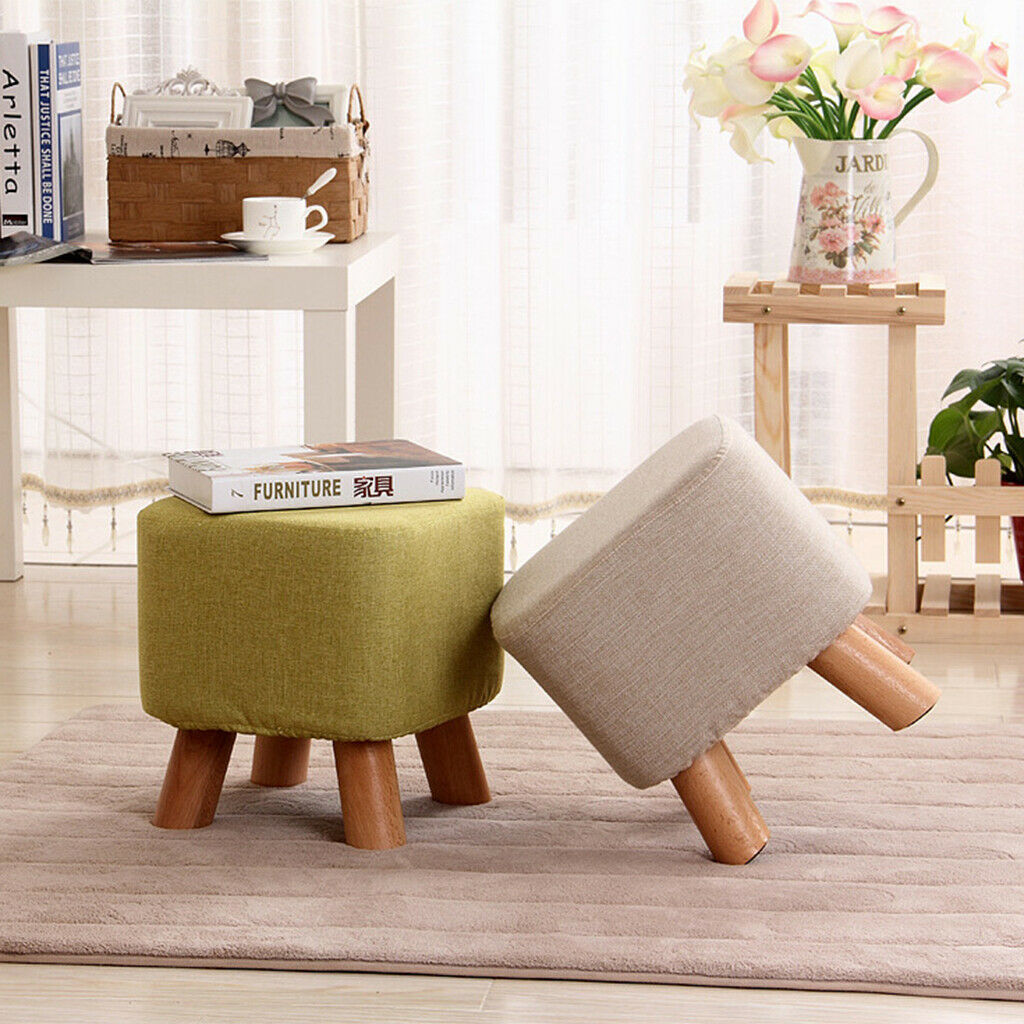 2Pcs Furniture Protective Sleeve - Ottoman Foot Stool Cover, Linen
