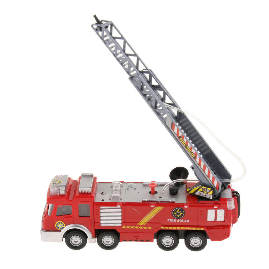 9 Inch  Fire Truck with Bump and Go Action sprays Real Water with Lights and