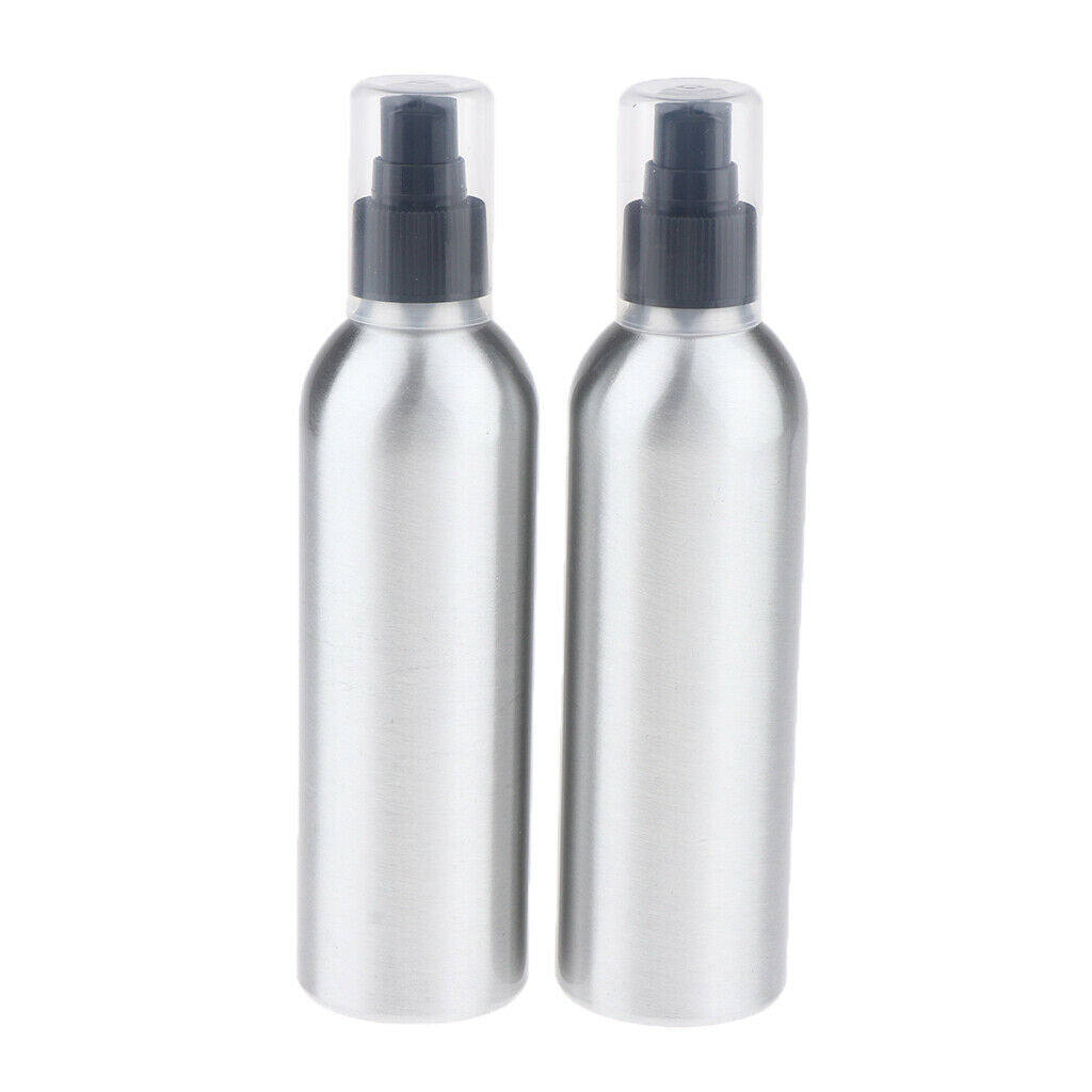 8oz Empty Aluminum Bottle with Lotion Pump Shampoo Containers 2Pcs - Black Pump,