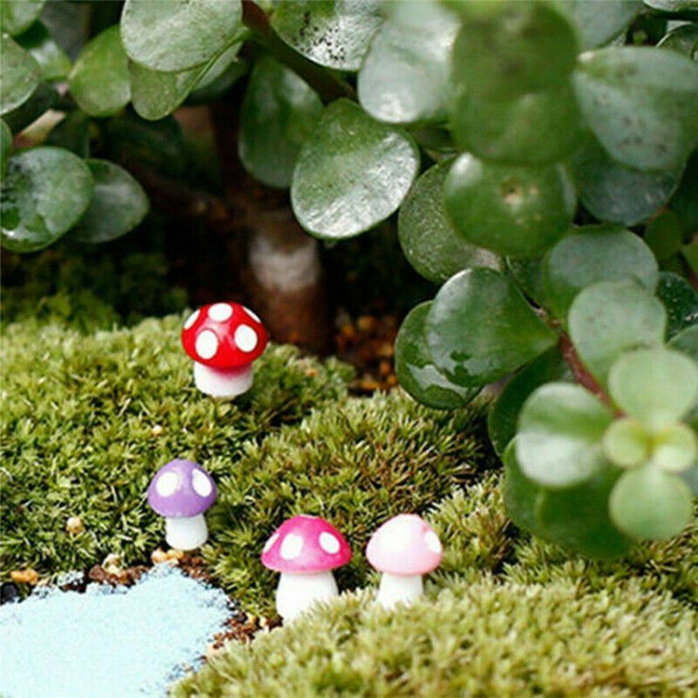 20Pcs Mini Mushroom Miniatures Set Fairy Garden Ornament Lawn Terrarium Decor