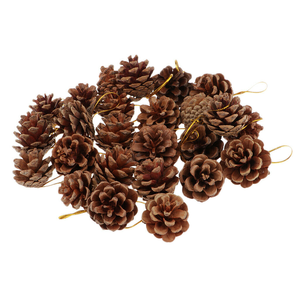 36pcs Suntan Pine Cone Crafts Charms For Christmas Tree Home Hanging Decor