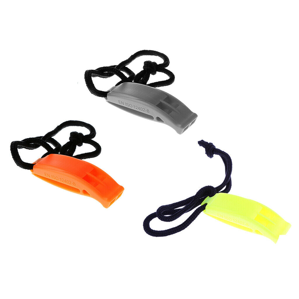 3 Pieces/ Set Emergency Survival Safety Whistles with Lanyard for Scuba Diving