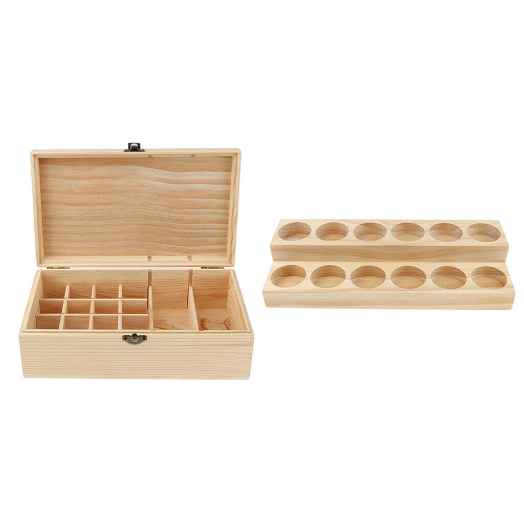 2pcs Homemade Wood Essential Oils Display Carrying Case Box with Two Layers