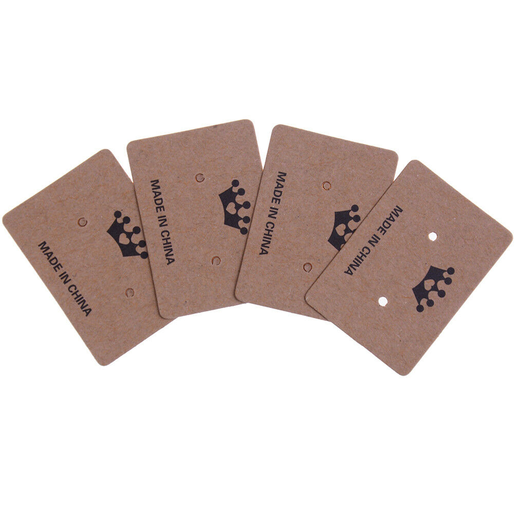 100x kraft paper earring hanging card jewelry display ear studs holder pac.l8
