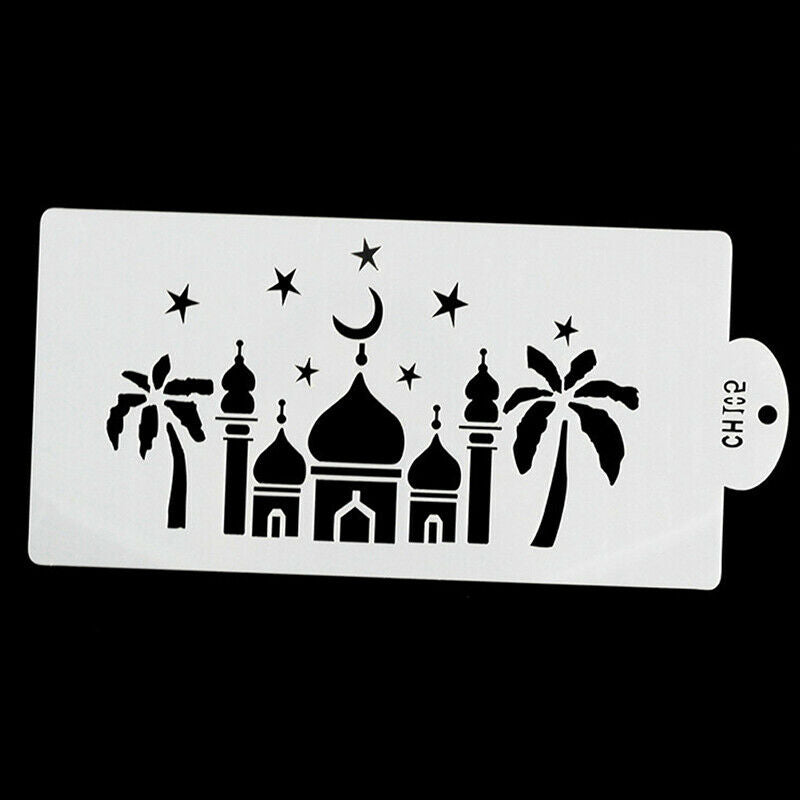 1pc Eid Mubarak Ramadan Cake Template Coffee Spray Stencil DIY Fondant tool