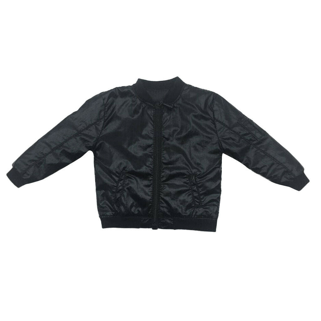 1/6 Scale Faux Leather Long Sleeve Jacket For 12'' Action Figures Black