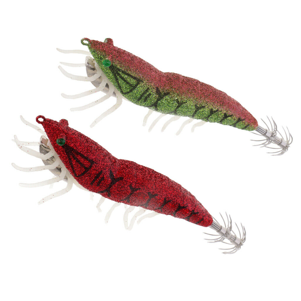 2pcs Artificial Luminous Shrimp Fishing Lures Silicone Legs Squid Lure Hooks