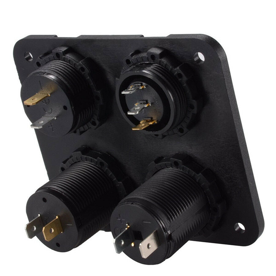 Dual USB Charger+LED Voltmeter+12V Power Socket+Switch Kit 4Hole Panel Car Truck