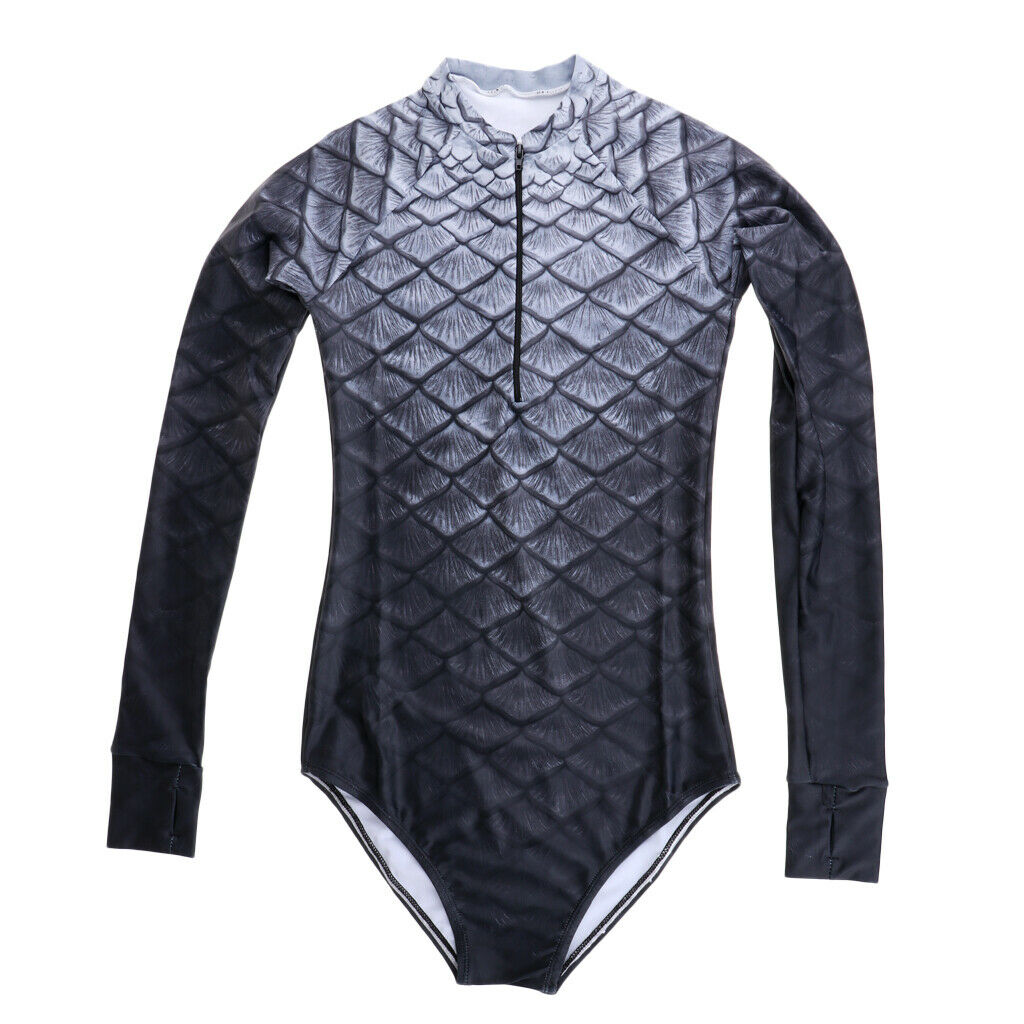 Women One Piece Long Sleeve Swimsuit Swimwear Bikini Beachwear XL Black