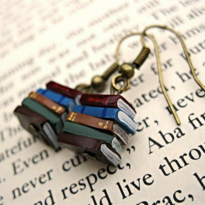 School Retro Library  Earrings Multicolor Books Earrings Fashion Woman Je.l8