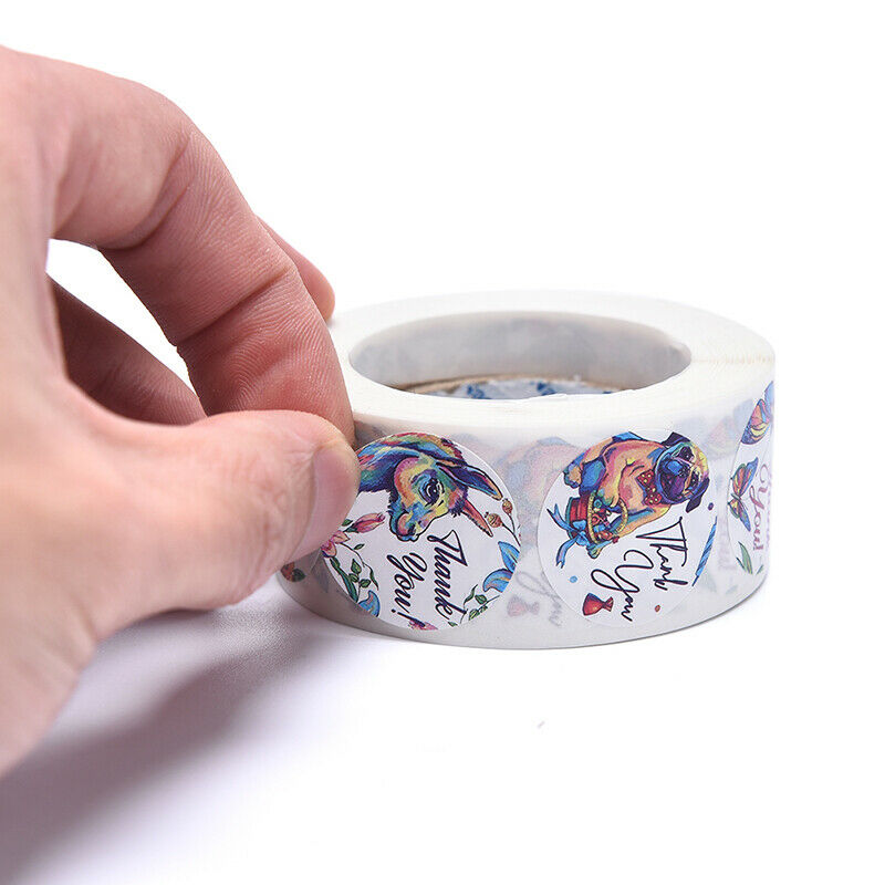 500PCS Round Animals And Plants Thank You Stickers Scrapbook Packaging La.l8