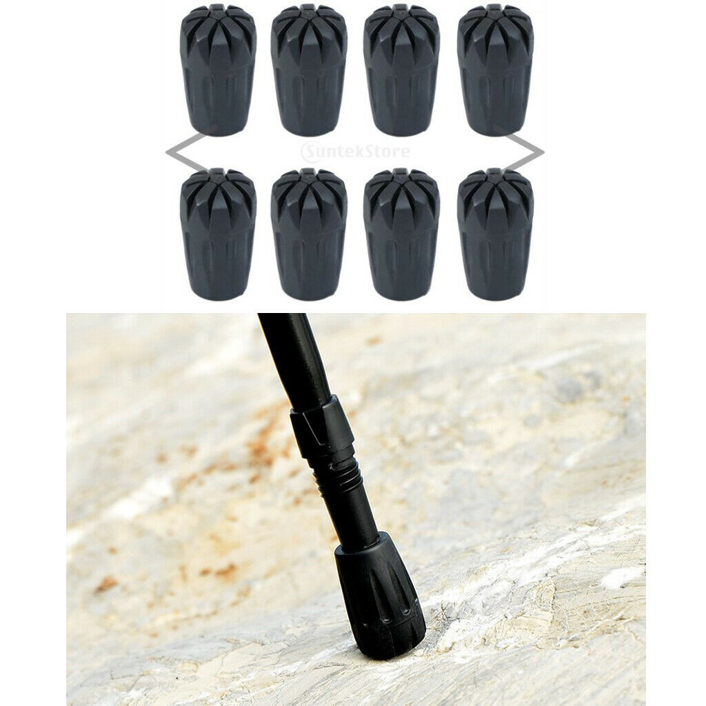 8x Trekking Stick Tips Anti-skid Mountaineering Walking Pole   Cover Black
