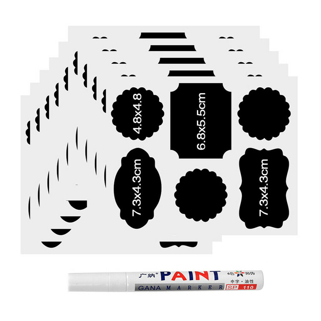 60x Blackboard Chalk Board Stickers Kitchen Jar Tags Removable Pantry Labels