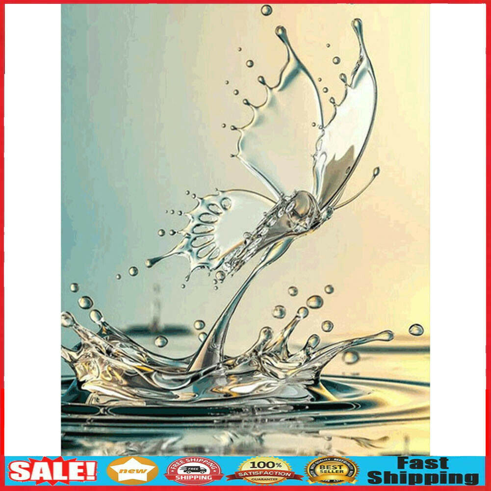 Full Drill Round Diamond Painting DIY Butterfly Droplet Mosaic Kit Picture Decor