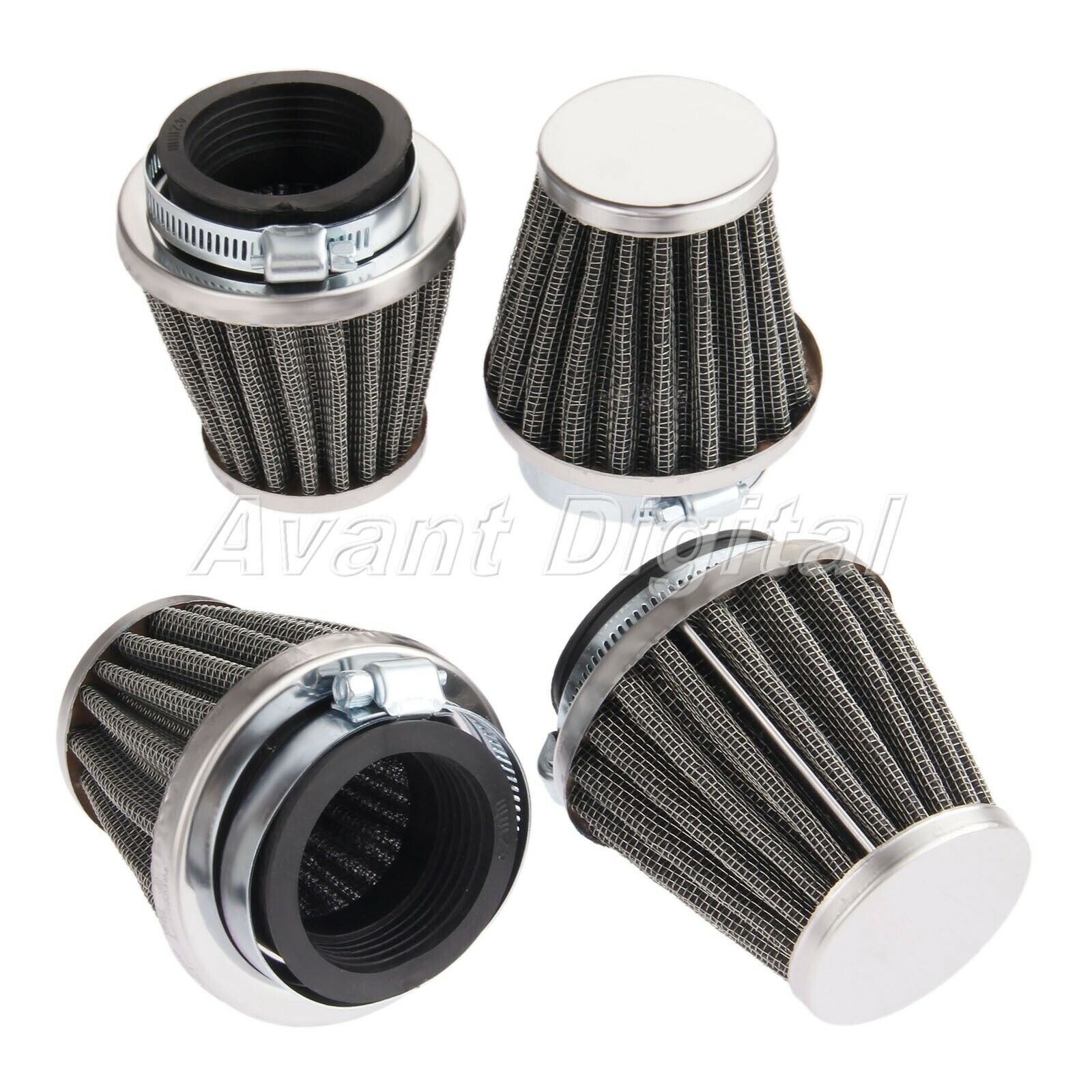 4PCS Motorcycle Inside diameter 42mm Air Intake Filter Cleaner Dual layer steel