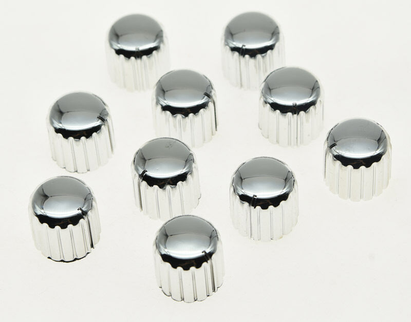 10x Plastic Guitar AMP Amplifier Knobs Knurled Pointer Knob Chrome 18x17mm