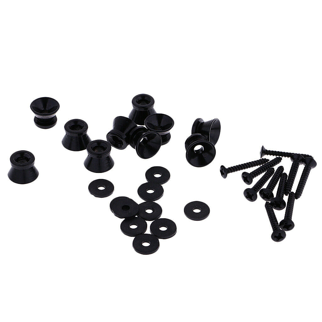 80pcs Guitar Bass Ukulele Round Strap Locks Buttons Straplocks Black \ U0026