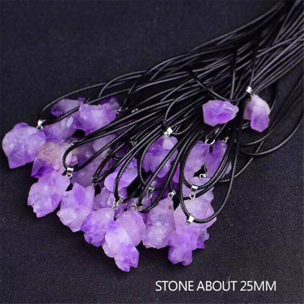 Natural Amethyst Crystal Stone Pendant Healing Mineral Necklace Gifts Decor New