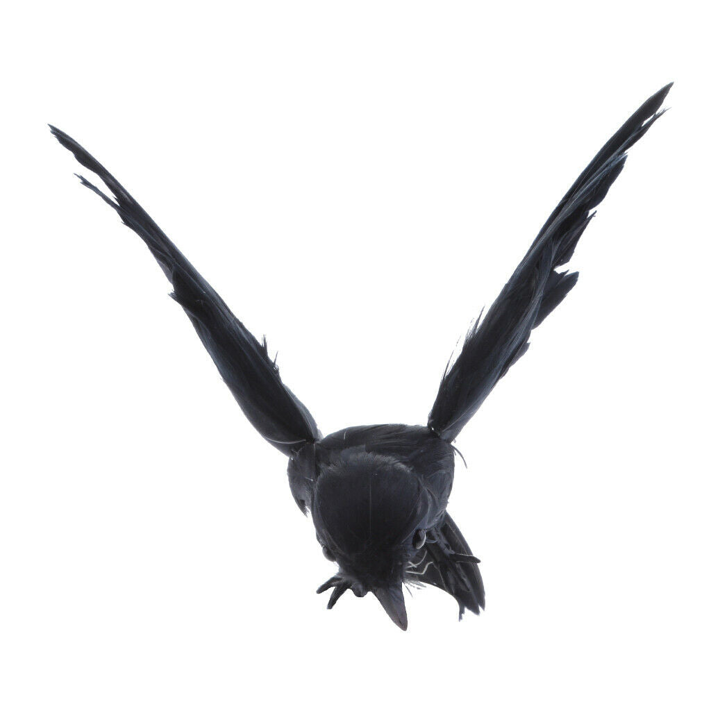 2x Plastic Artificial Feather Realistic Flying Crow Decoy Garden Repeller