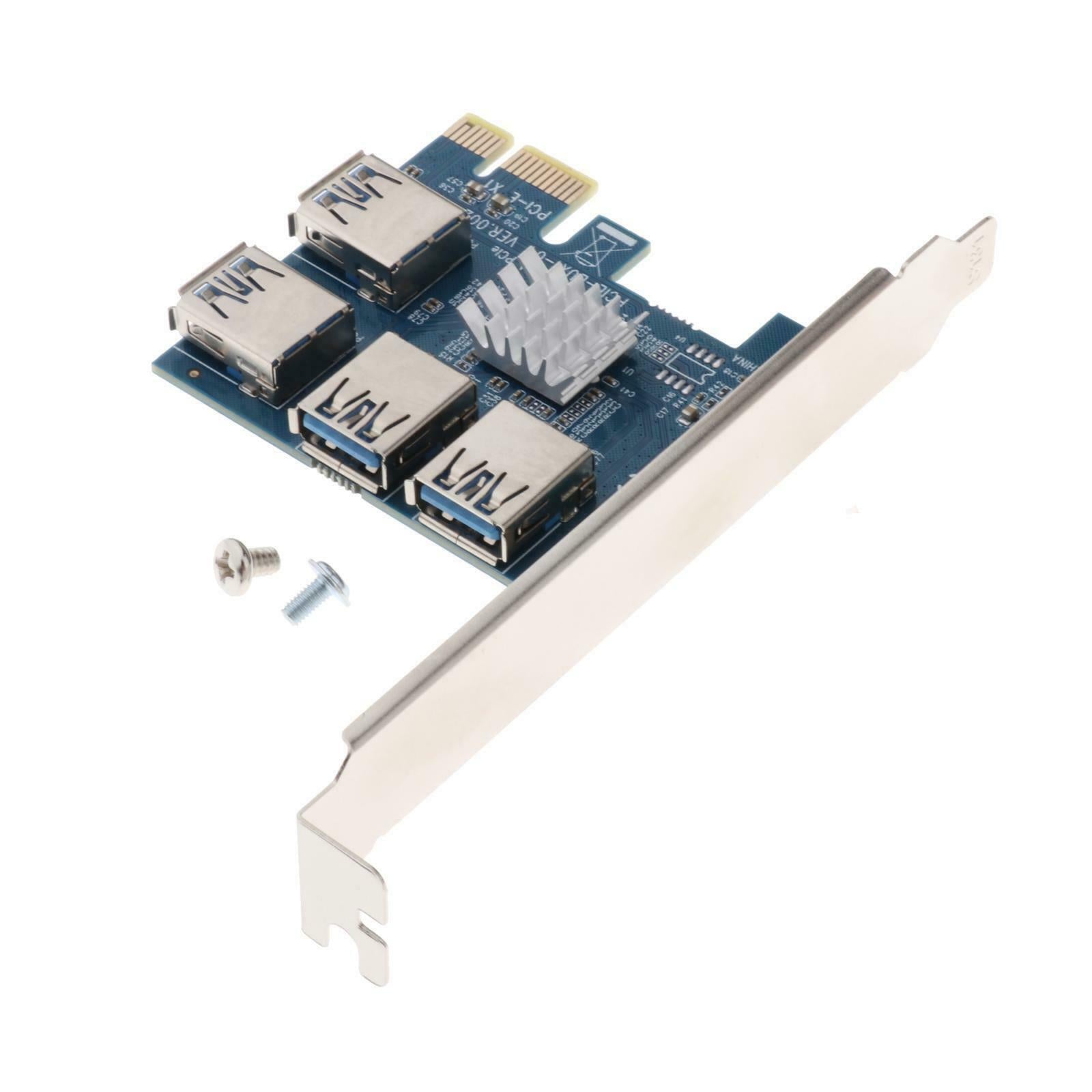 PCI-E 1 to 4 PCI Riser Card Converter PCI-E 1X to 4 USB Multiplier Adapter