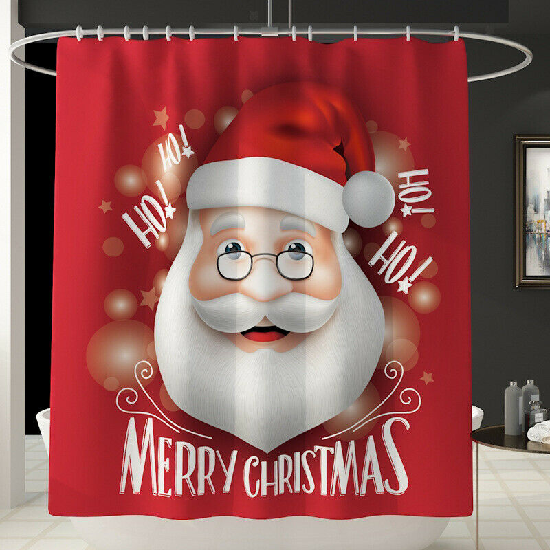Christmas Shower Curtain Hooks Included Xmas Home Decoration 180x180cm C