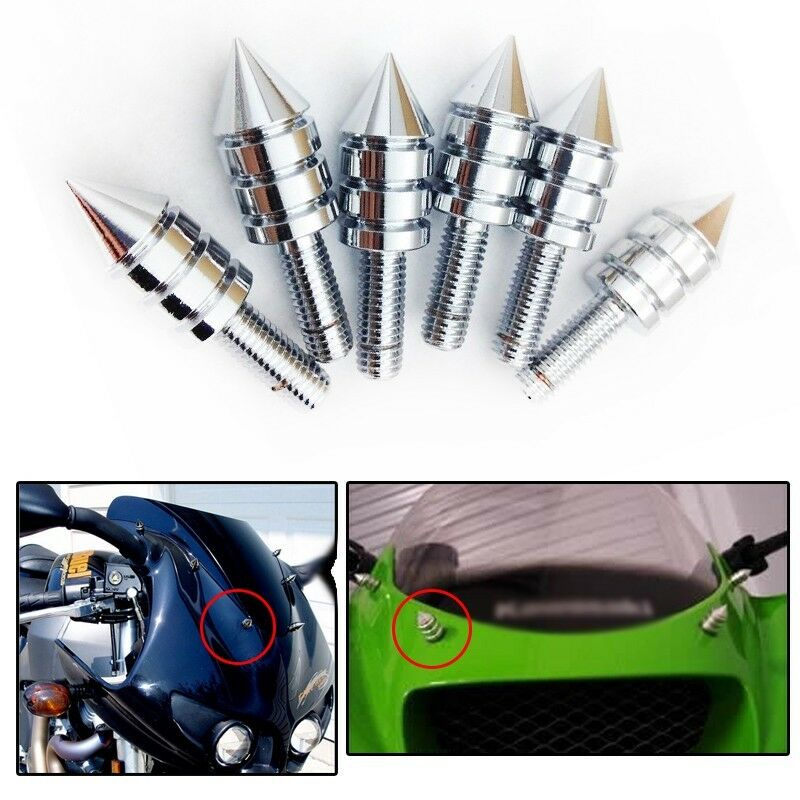 For Universal Motorcycle Spike Bolts Chrome(Windscreen, Fairings, License Plate)