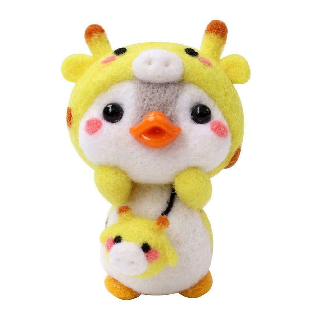 Cartoon Penguin Needle Felting Kits Wool Roving Needlework Elk Giraffe