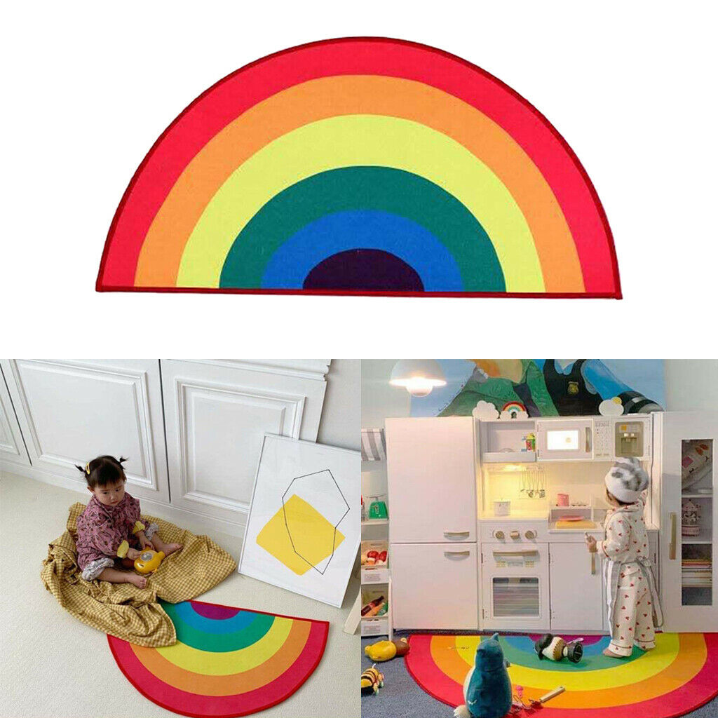 Half Round Entrance Rainbow Rug Floor Mat Carpet Bedroom Ornaments - Small