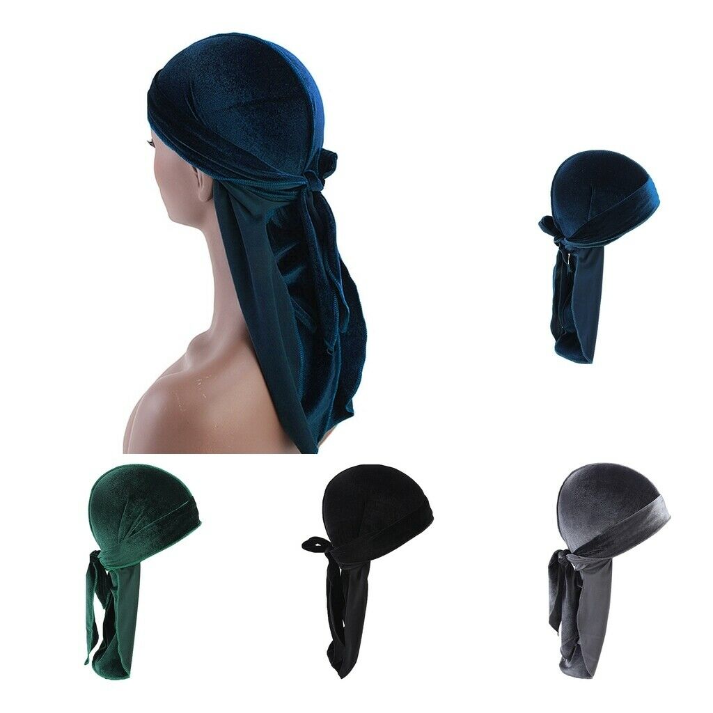4pcs Silky Durag Pirate Hat Turban Headscarf Cycling Hat Bandana Hat With Long