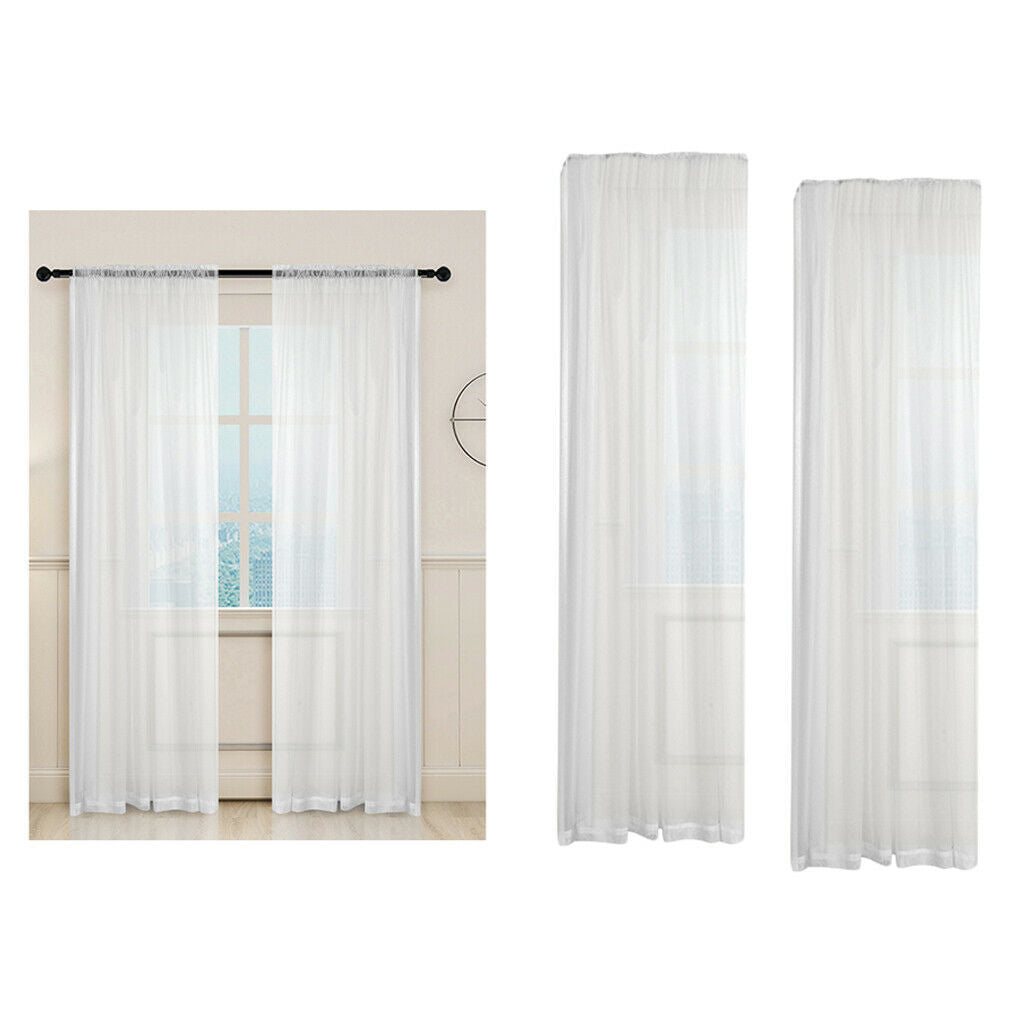 2x Gauze Sheers Rod Pocket Window Curtain for Balcony Bedroom 39x79inch