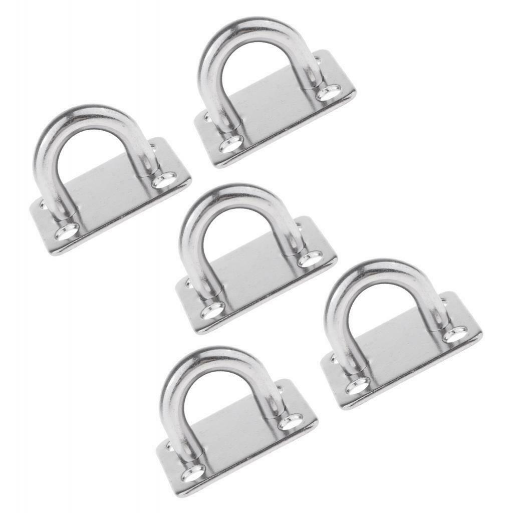 5x 304 Stainless Steel Pad Eye Plate Marine Boat Hardware Hook M5 Heavy Duty
