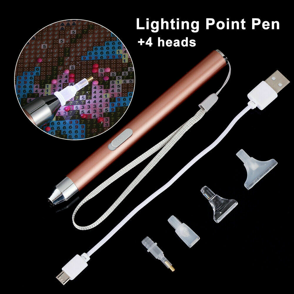 USB Rechargeable Point Drill Pen Diamond Painting Pen Lighting Cross Stitch DIY