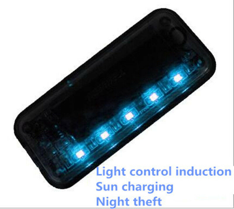Solar Powered Car Dummy Alarm Warning Anti-Theft Flashing LED Burglar Light Blue