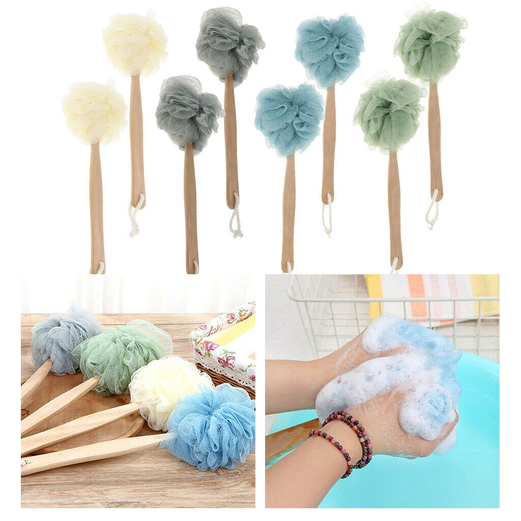 8x 14.2" Long Handle Body Brush Scrunchie Back Scrubber Body Washing Oneself