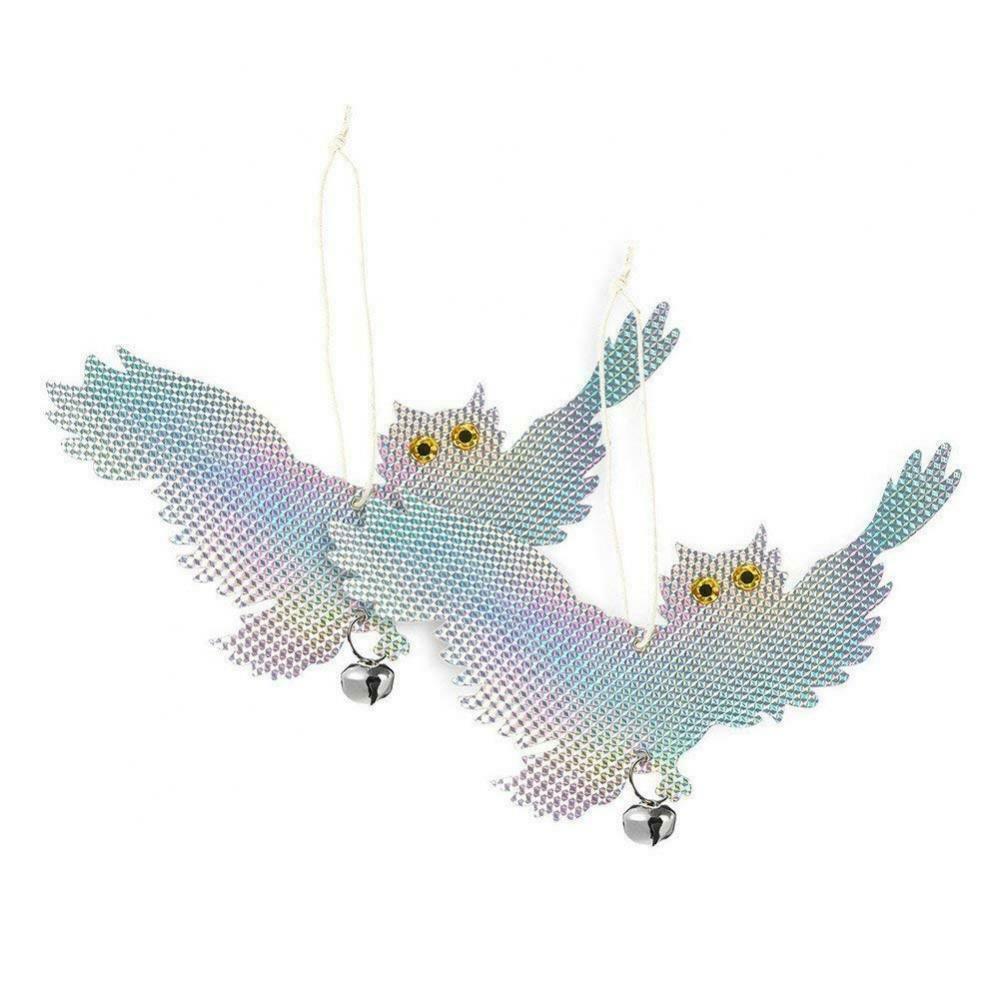 2pcs Plastic Flying Owl Decoy Bird Repellent with Bell Garden Protector