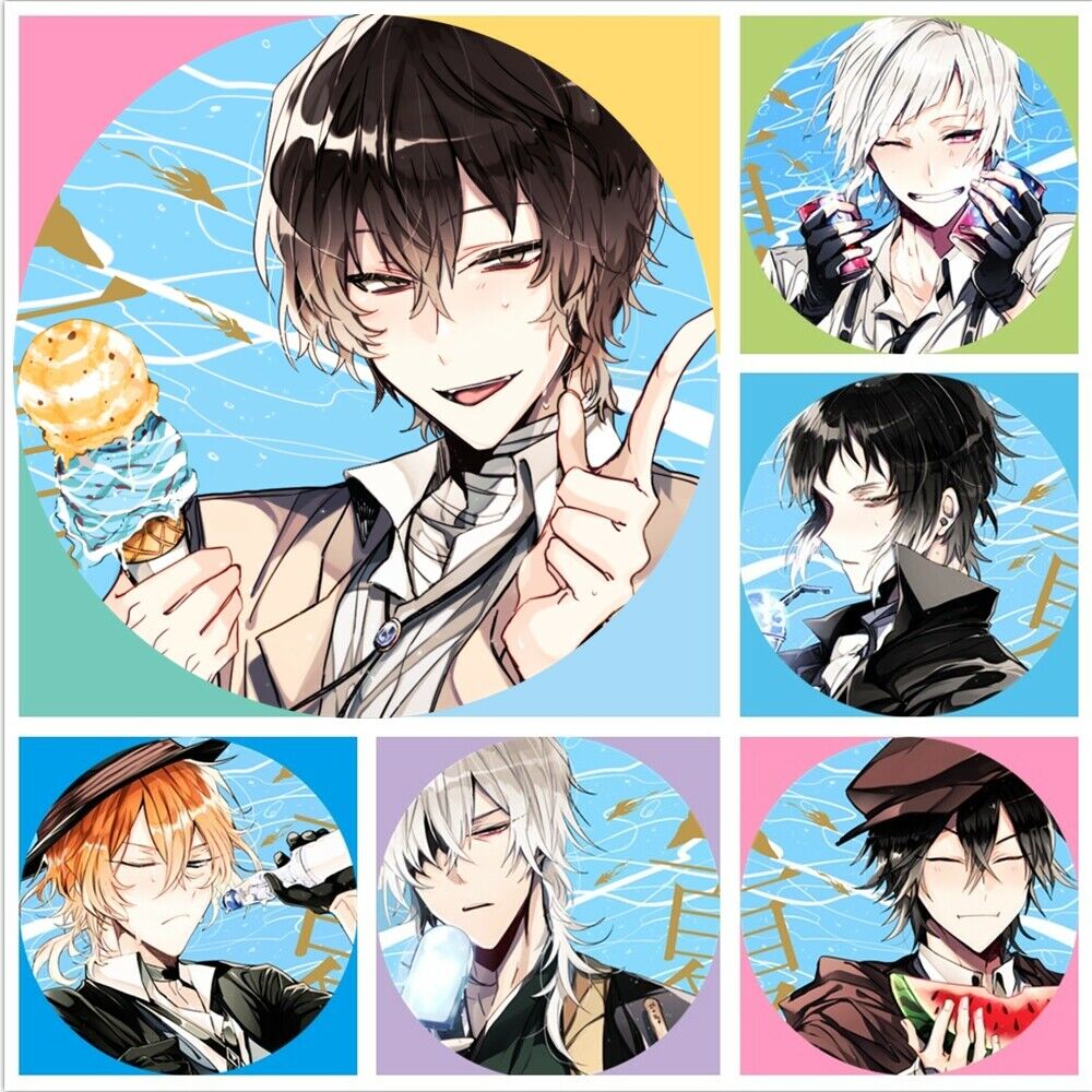 Bungou Stray Dogs Summer Dazai Chuuya Badges 6 Pieces Pins Schoolbag 2.3"
