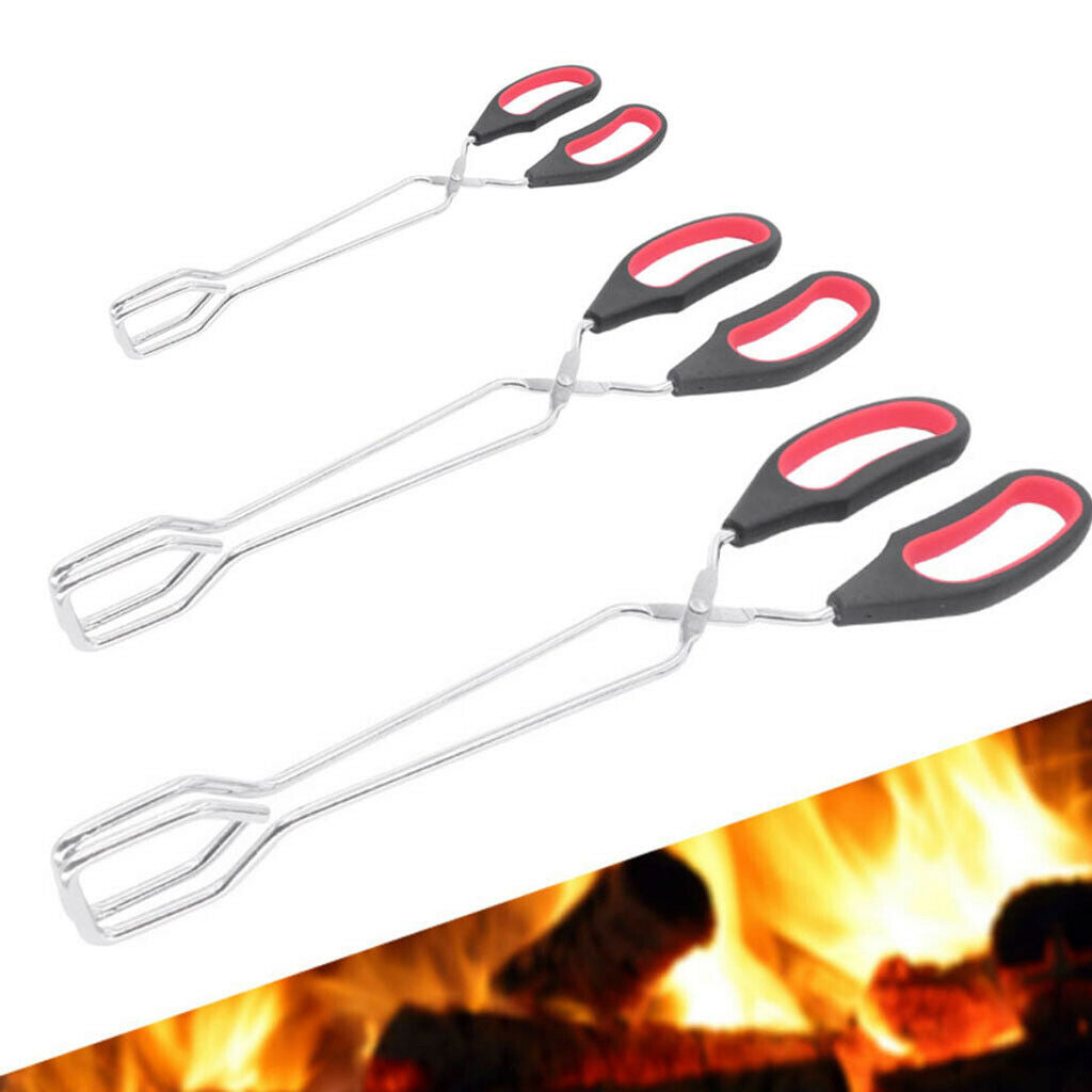4 Pieces Stainless Scissor Kitchen Tong Cooking Food Bread Silicone Handle