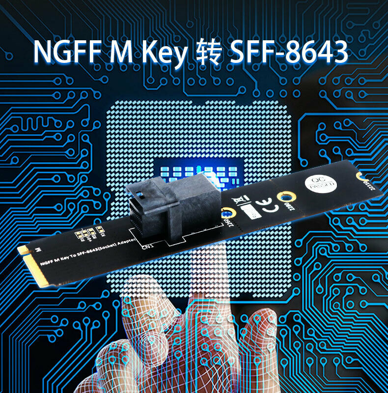 M.2 Module with Mini-SAS HD 36-Pin Connector for U.2 NVMe SSD (Upward miniSAS)