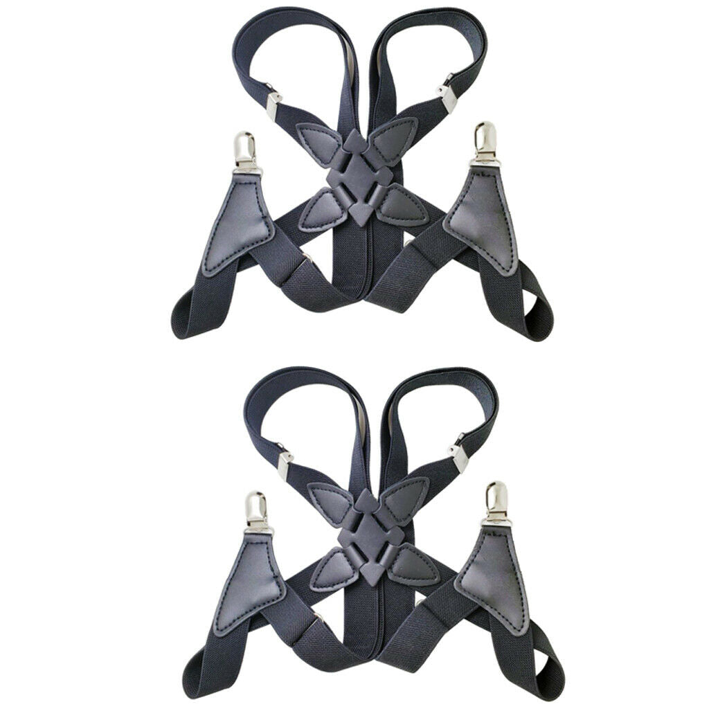 2 Mens Undergarment Suspenders X Back Side-clip Style with Premium 2 Clips
