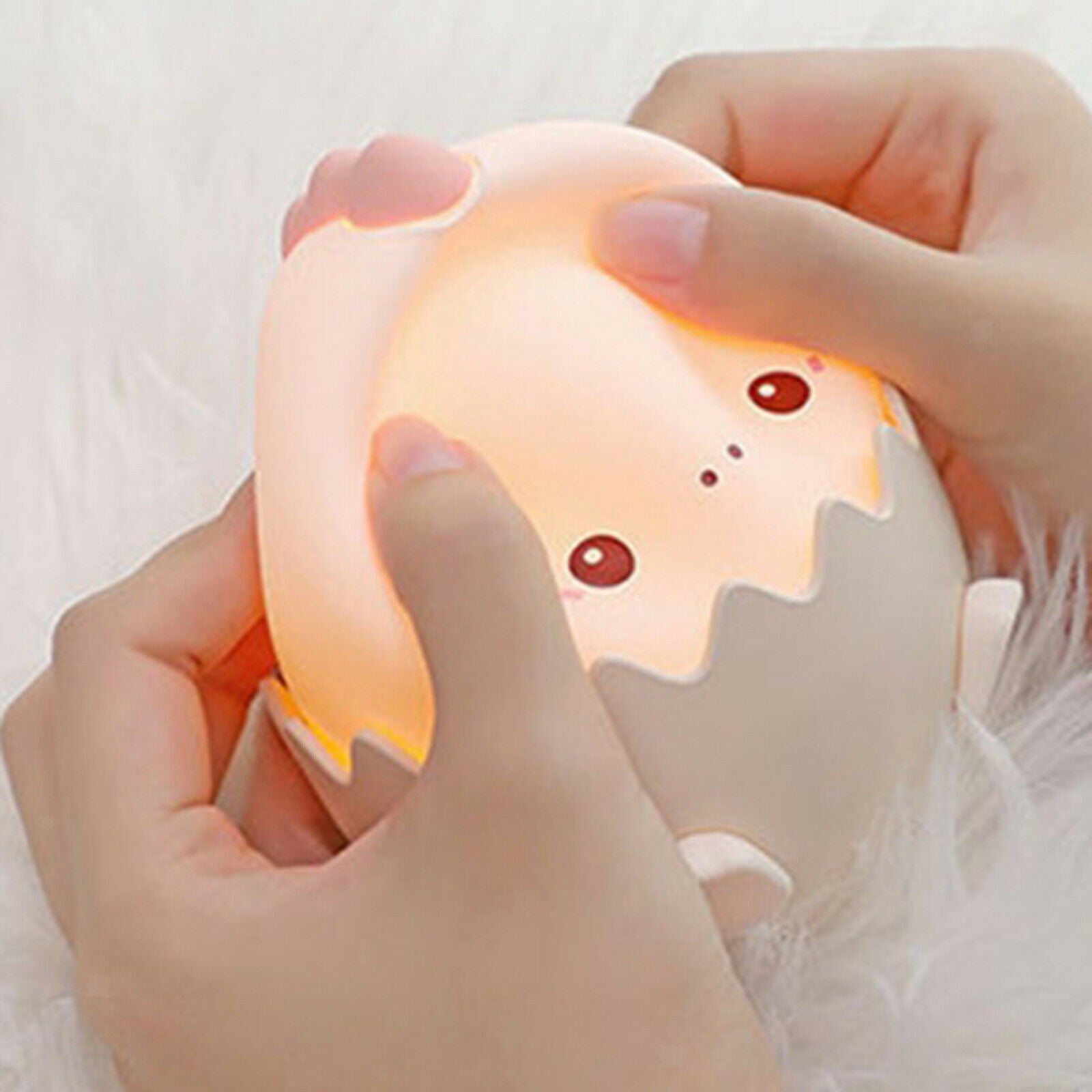 USB Rechargeable Night Light Lamp Silicone Dinosaur Color Change Pink