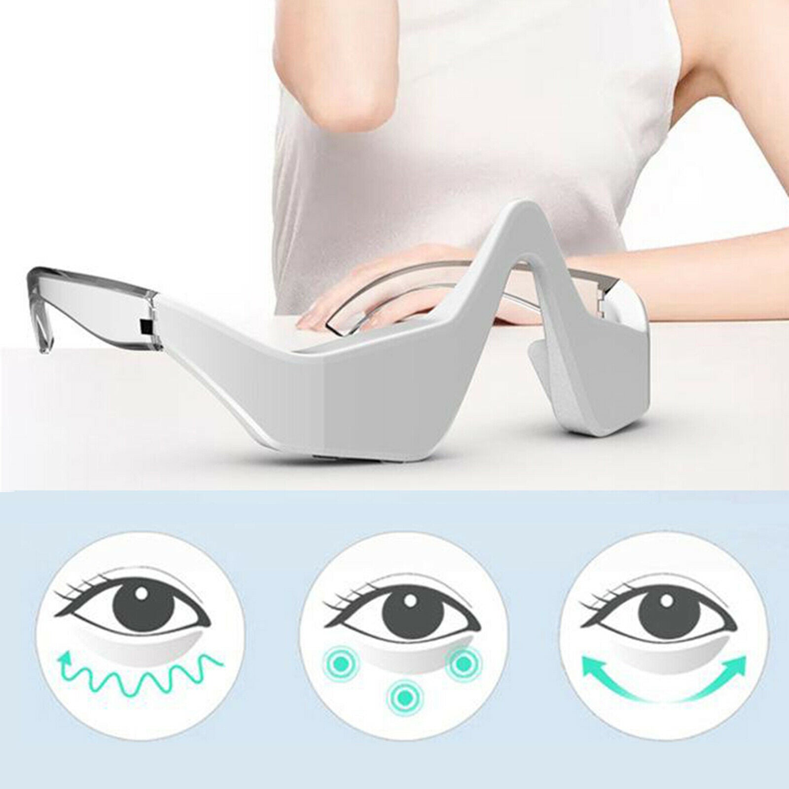 Sonic Vibration Eye Massager Rechargeable for Relieve Eye Strain Puffiness