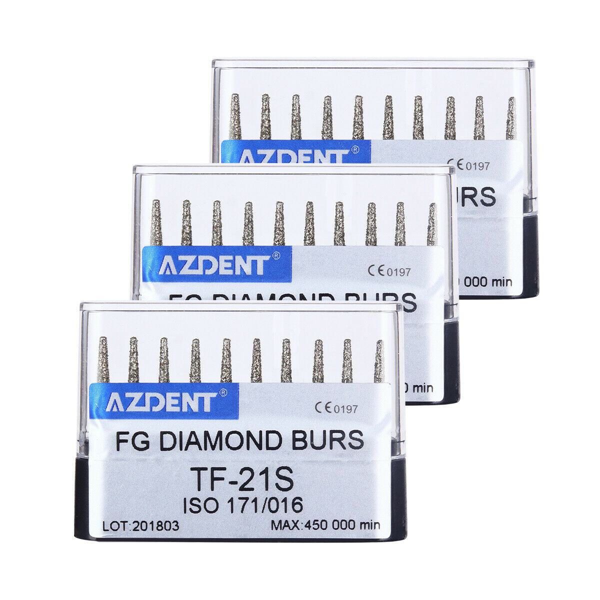 20X Dental High Speed Super Coarse Diamond Burs Cone Taper Flat Head TF-21S