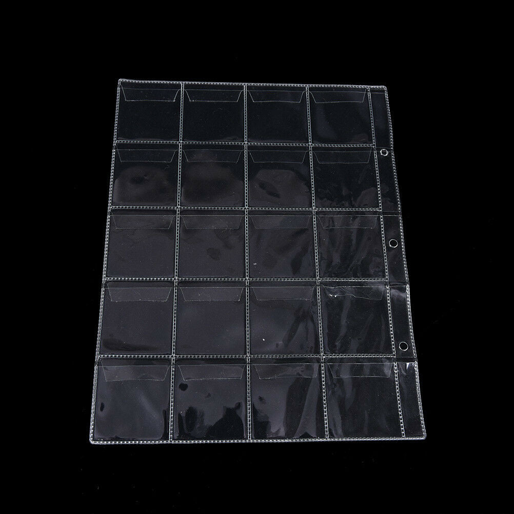 2 Pages 20 Pockets Plastic Coin Holders Storage Collection Money Album Ca.l8